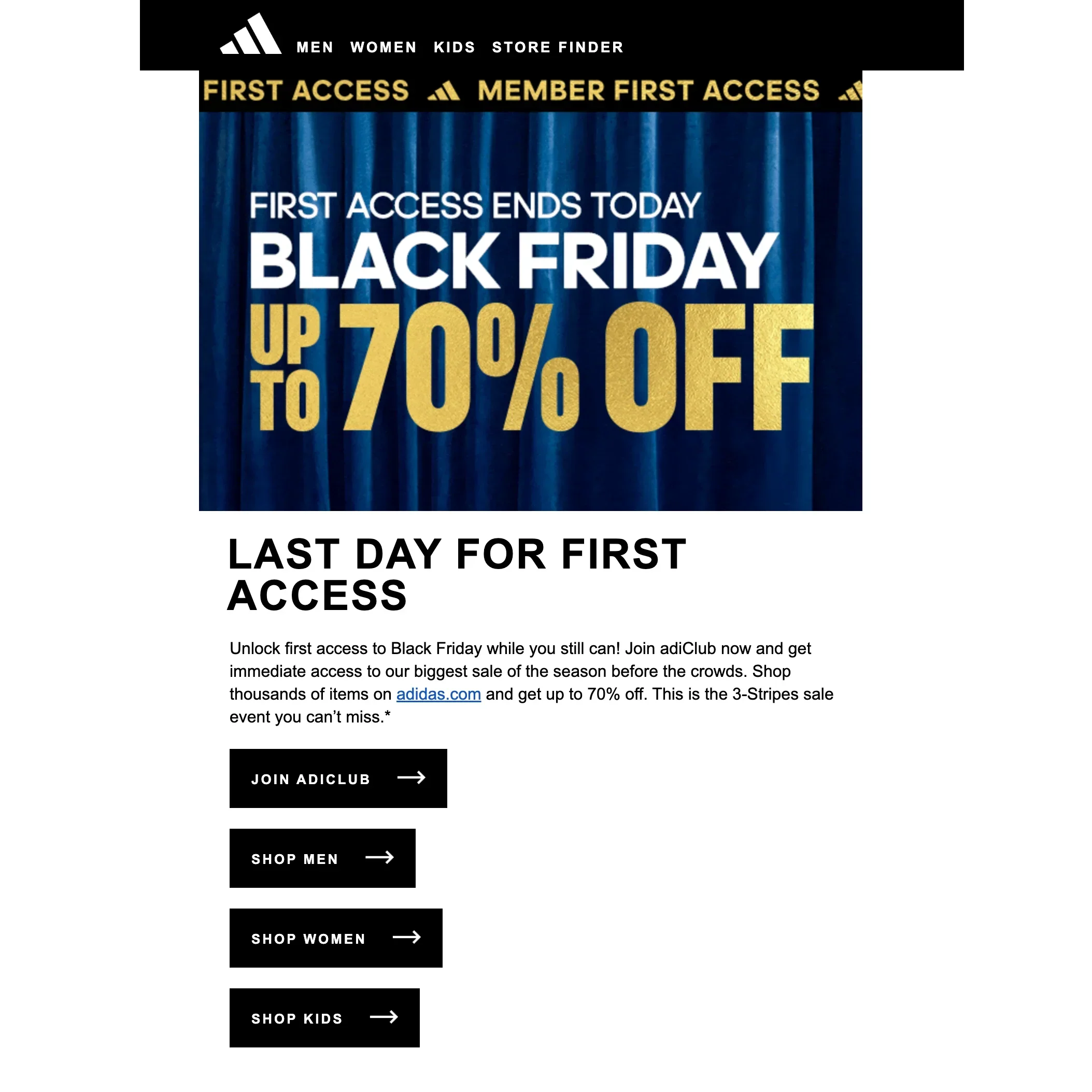 Adidas BFCM Email