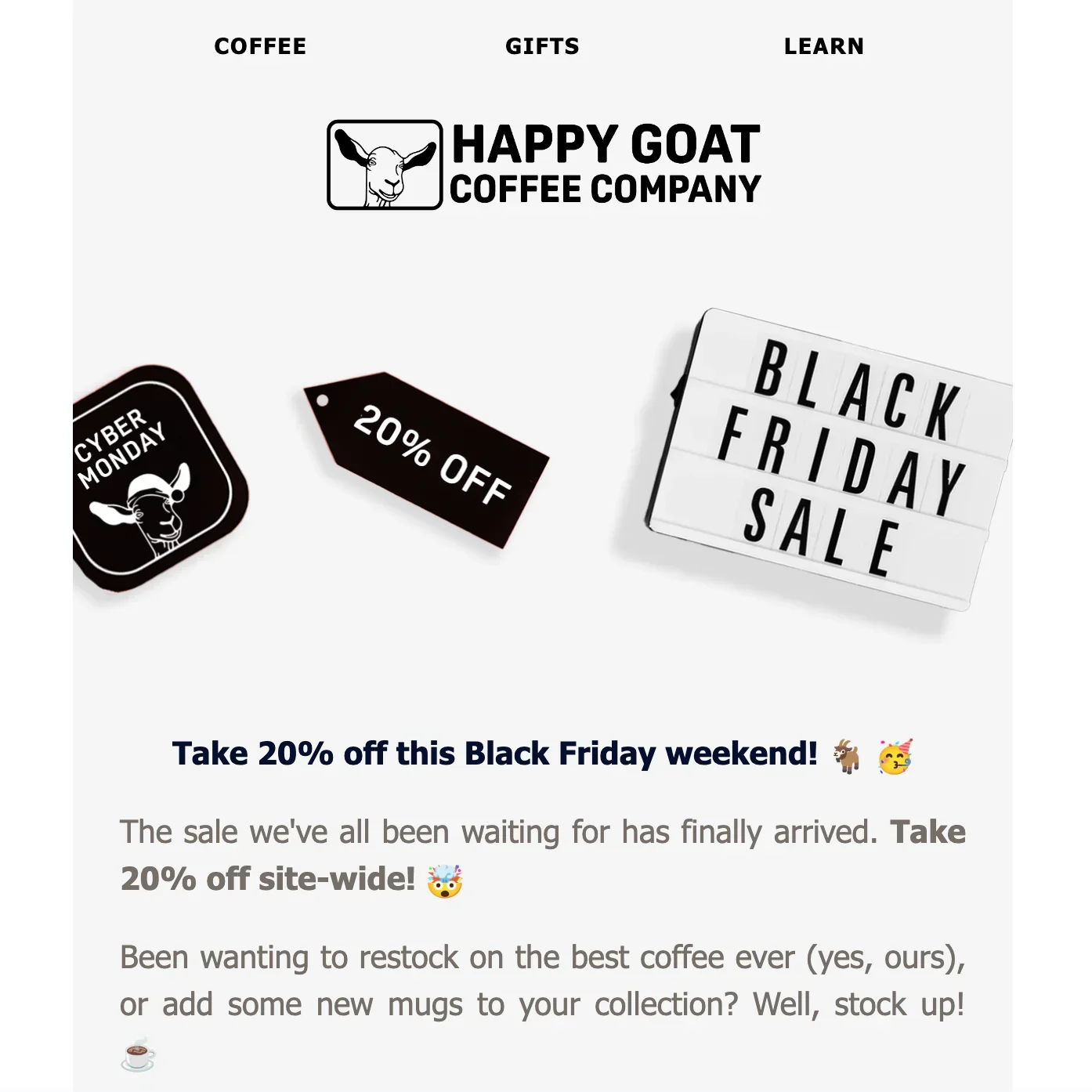 Happy Goat Coffee Company BFCM
